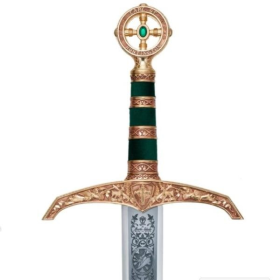 Espada Robin Hood, dourada, esmaltada verde, Marto  - 3
